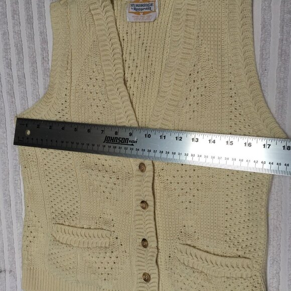 Vintage Sturbridge by Roosevelt V-Neck Knitted Sweater Vest Button-Front Cream - Picture 4 of 5